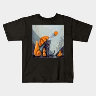 The Gaze of the Mystic Cat: A Surrealistic Journey Kids T-Shirt